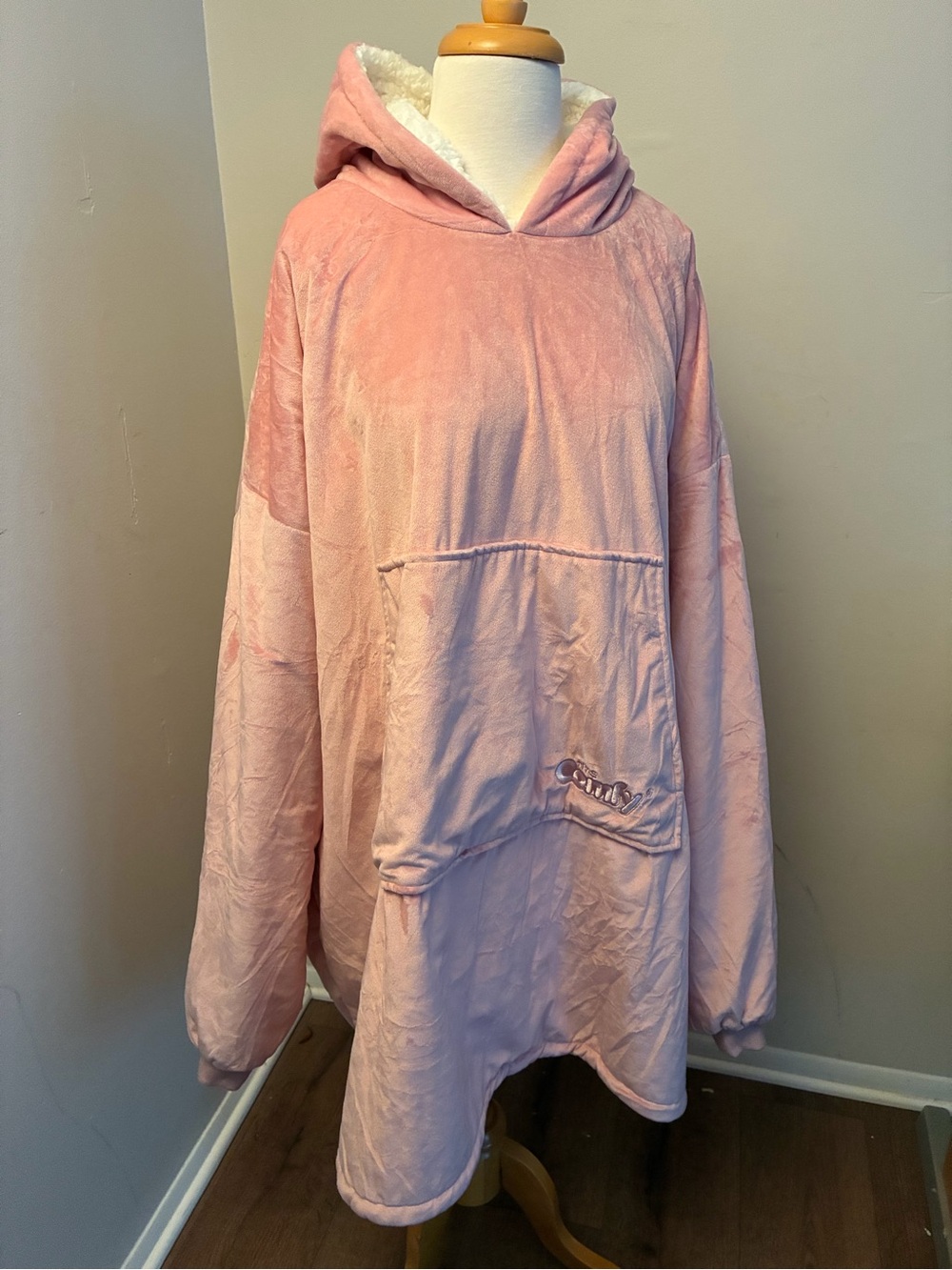 Cozy Plush Oversized Hooded Pullover - Pink